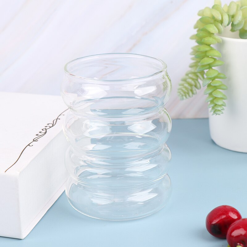 Water Bottle Wave Shape Glass Cup Heat-resistant Drinkware Home Stained Glass Bottle