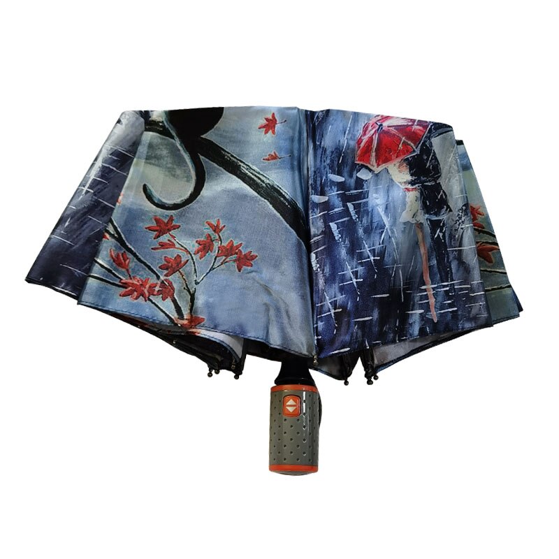Paraguas de lujo automático para mujer, sombrilla resistente a la lluvia, al agua y al viento, 3 pliegues, 23 pulgadas, 9K,: Multicolor