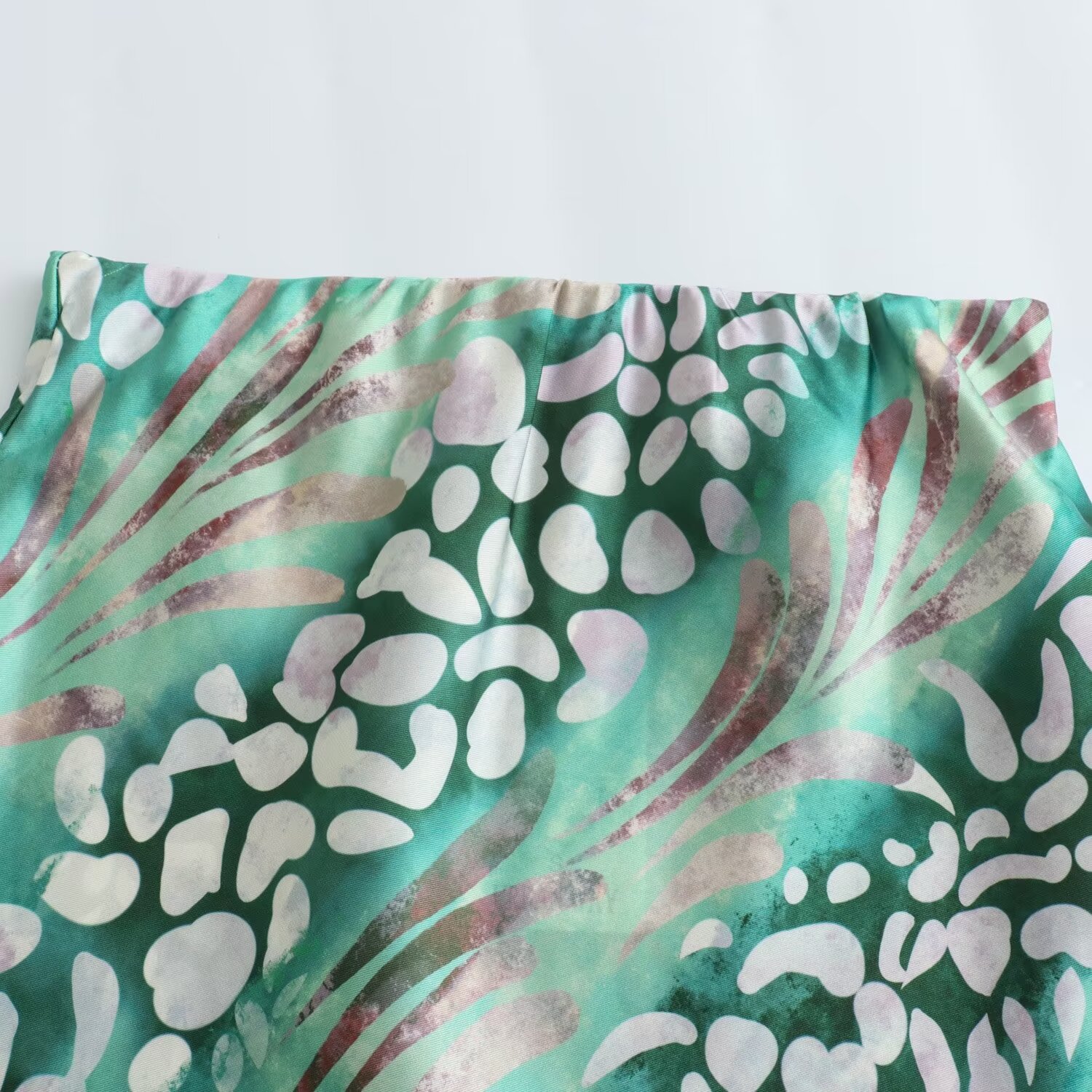 Tangada kvinders print satin nederdel med lynlås høj talje lang nederdel til kvinder 6 x 0117