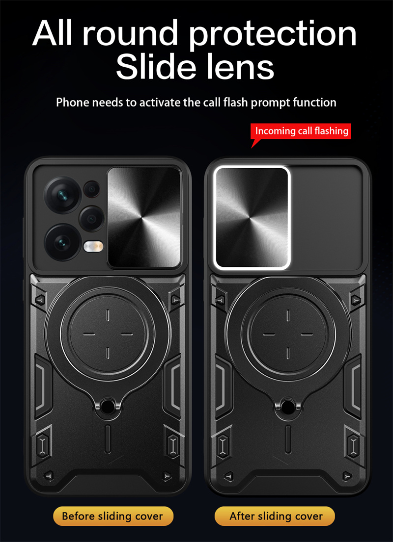 Pansercover til xiaomi redmi note 12 pro 5g , beskyttelsesring, bagcover med stativ og slide-linse til redmi note 12 pro plus 12 pro 12s 12c