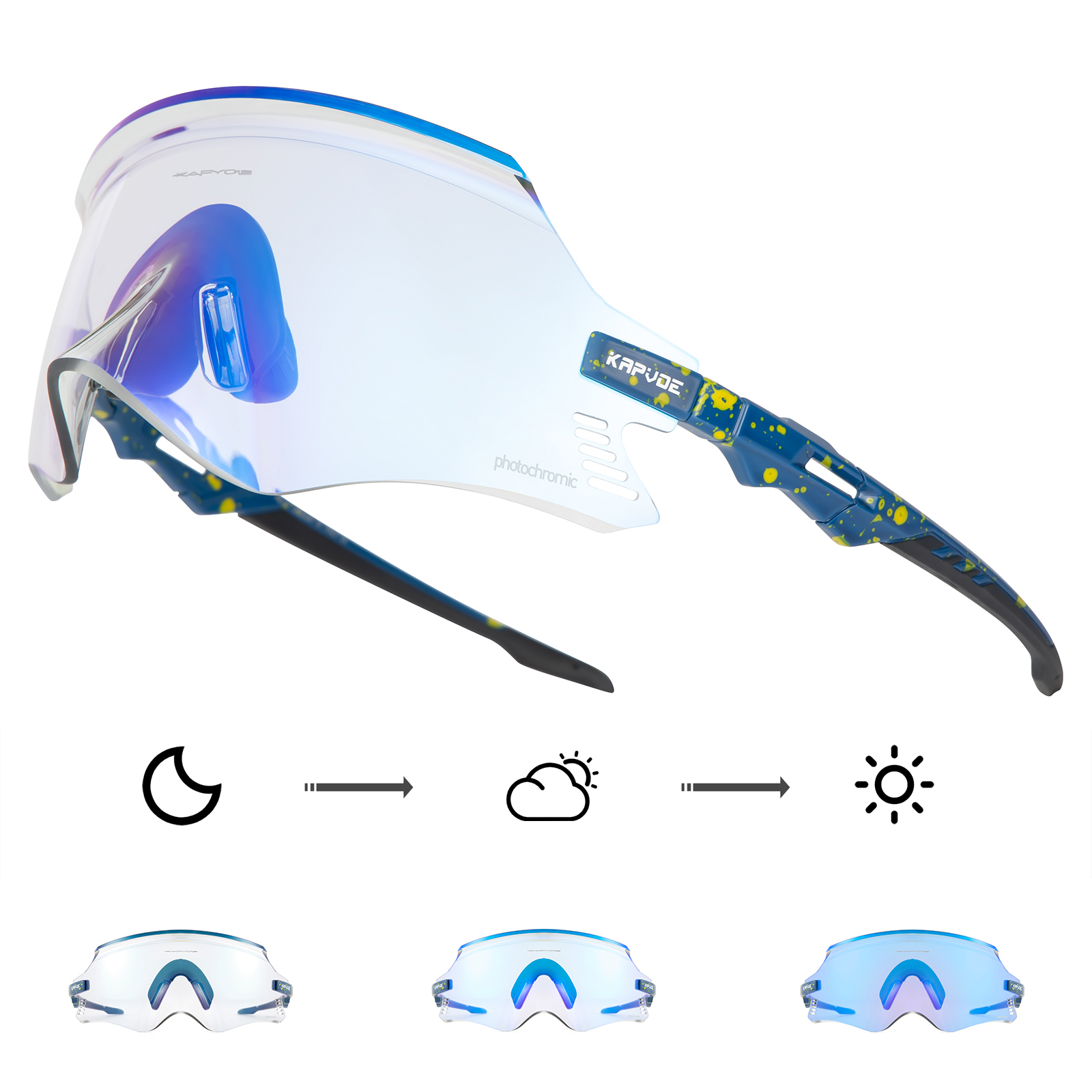 Kapvoe-Photochromic Sports Sunglasses for Man Road MTB Bicycle Glasses Riding Goggle Sports Eyewear Bike Women Cycling Glasses: MULTI