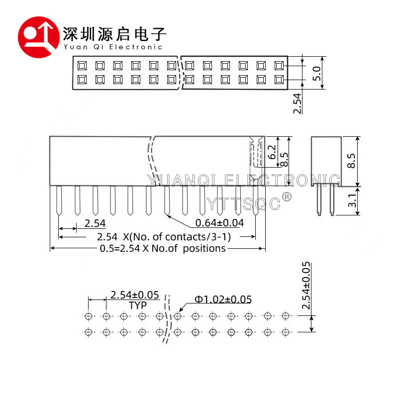 10PCS Zweireihig Pin Buchse Header Buchse Pitch 2,54mm Stecker pinheader 2*2/3/4/5/6/7/8/9/10/11/20/21/25/32/40Pin Für Arduino