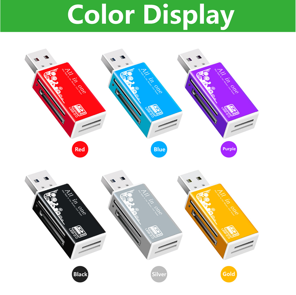 Multi All in 1 Micro USB 2.0 Memory Card Reader Adapter for Micro SD SDHC TF M2 MMC MS PRO DUO Card Reader