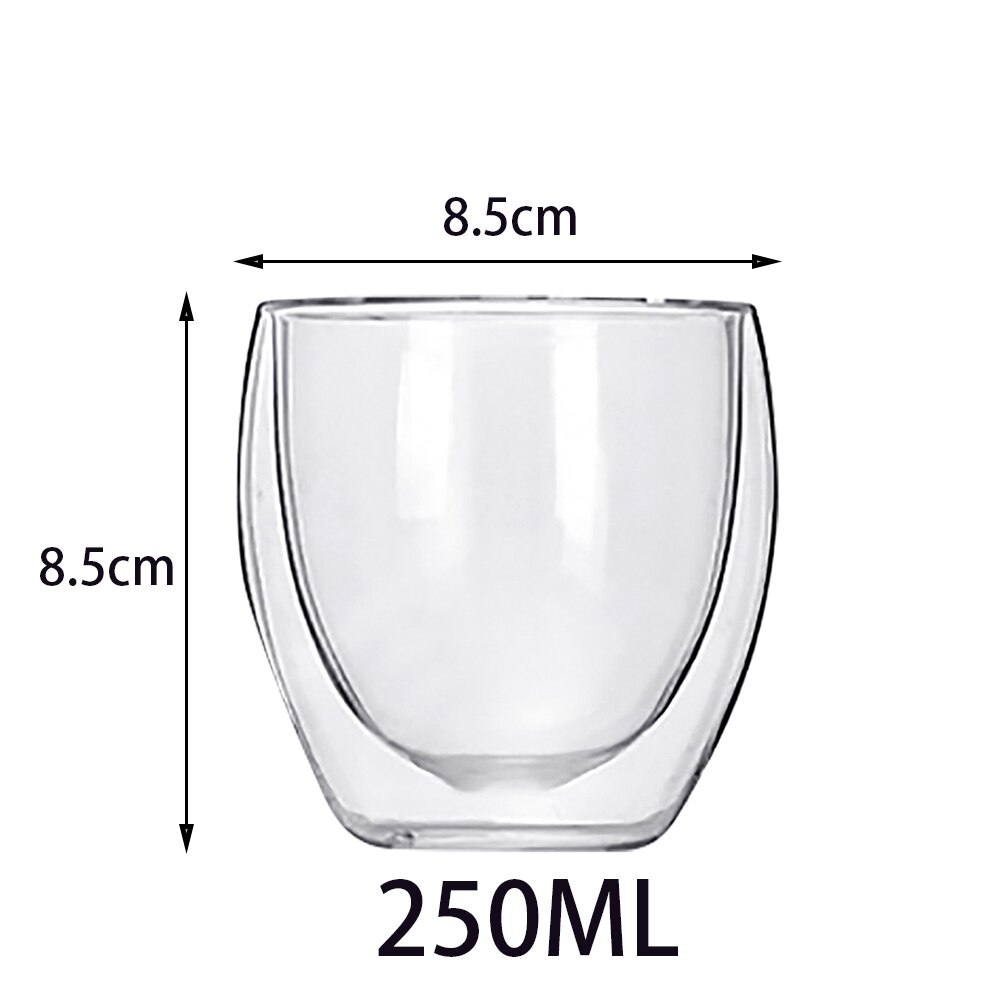 Doppel Zauberstab Bleifrei Tassen Glas Tasse Wärme-beständig Kaffee Tasse einstellen Milch Glas Becher Nicht zerbrechlich Glas Tassen Getränk Beste: 250ml / 1pc