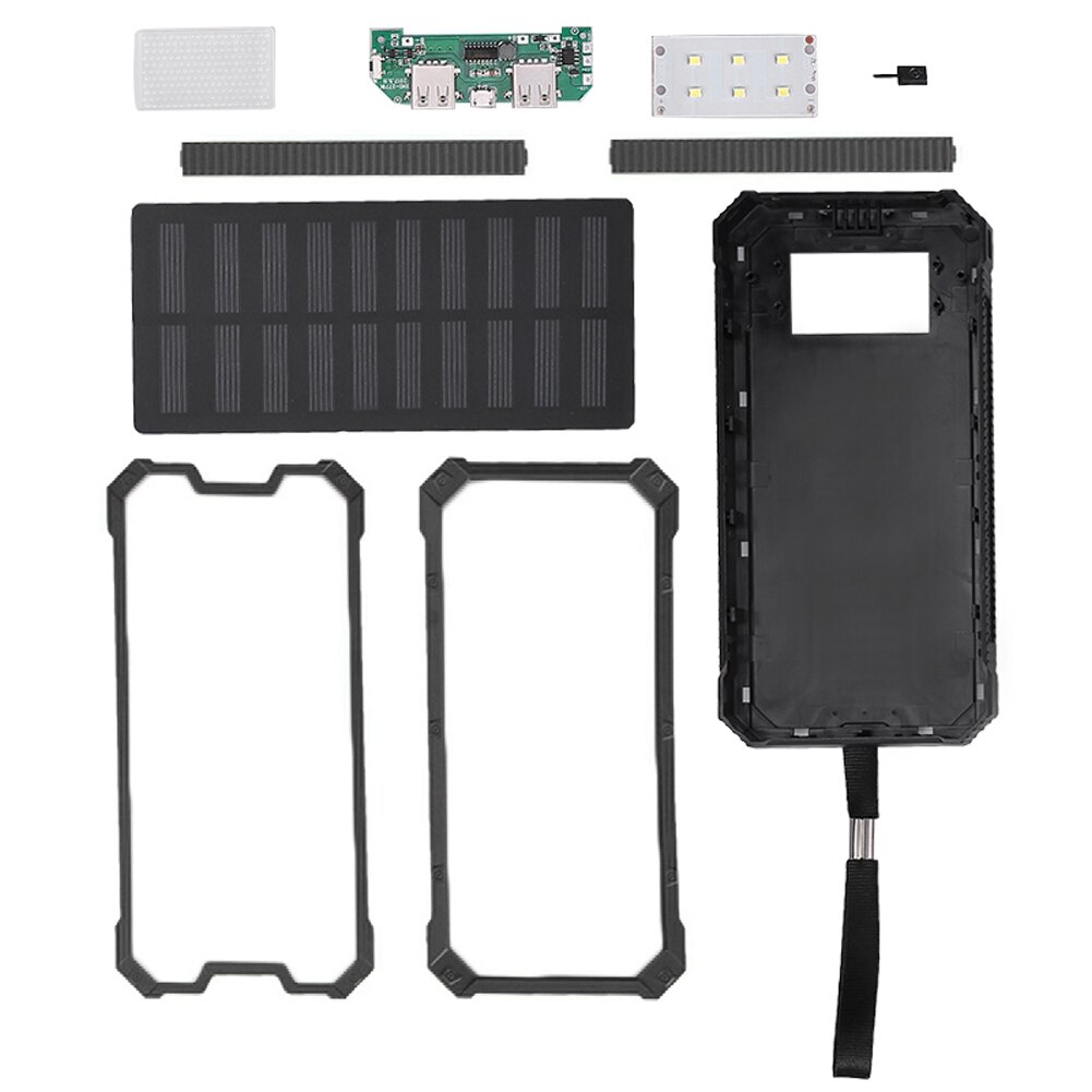 Energía Solar, banco de potencia Set de fundas de doble puerto USB de carga rápida de energía Solar, banco de potencia caso Kit