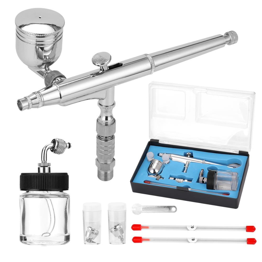 Airbrush Kit T134 Airbrush Set for Model Making Art Painting with G1/8 Adapter Wrentch Dropper 2 Fluid Cups: Type 2