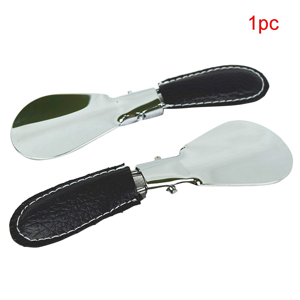 Leather Case Useful Foldable Accessories Shoe Horn Adjustable Mini Practical Handle Flexible Meta Stainless Steel