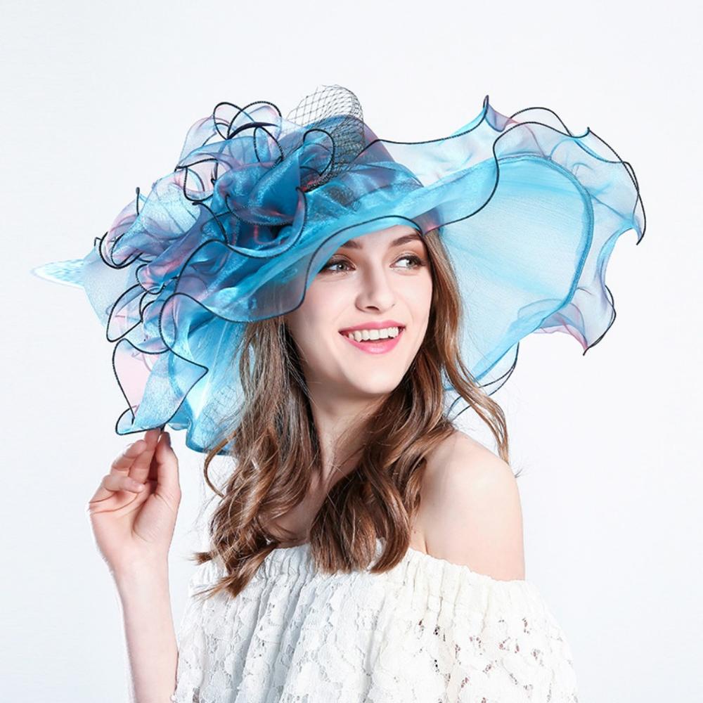 Wedding Hats For Bride Evening Organza Flower Sun Hat chapeau de mariage Wedding Accessories YSAN612