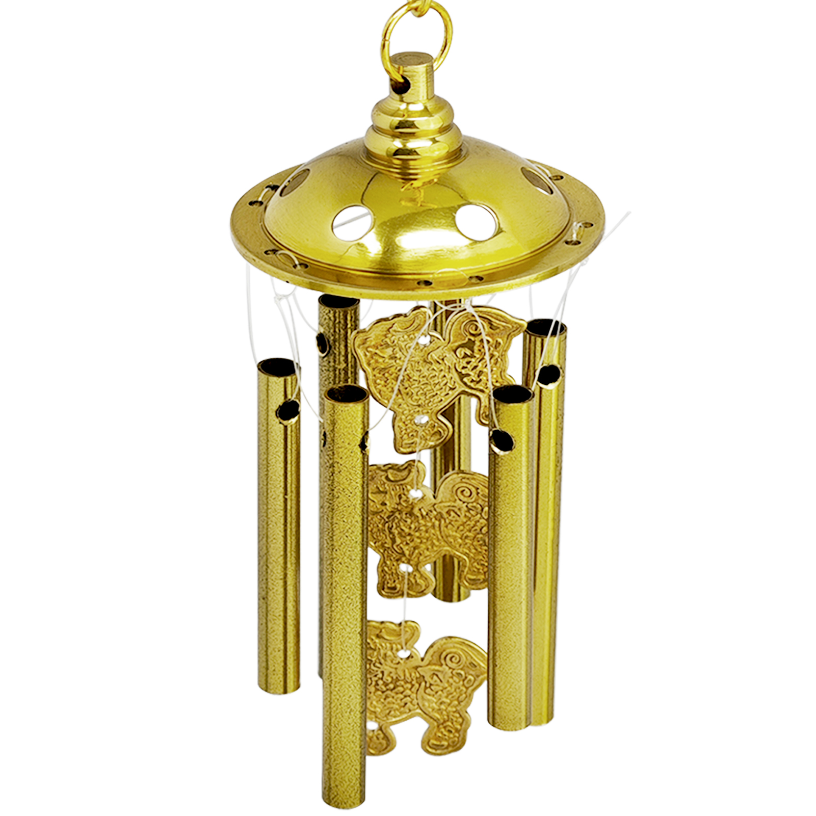Feng Shui Brass Wind Chimes Chi Lin Kei Loon Qi Lin Lucky Porch Decor Protecting Home Courtyard Decoration