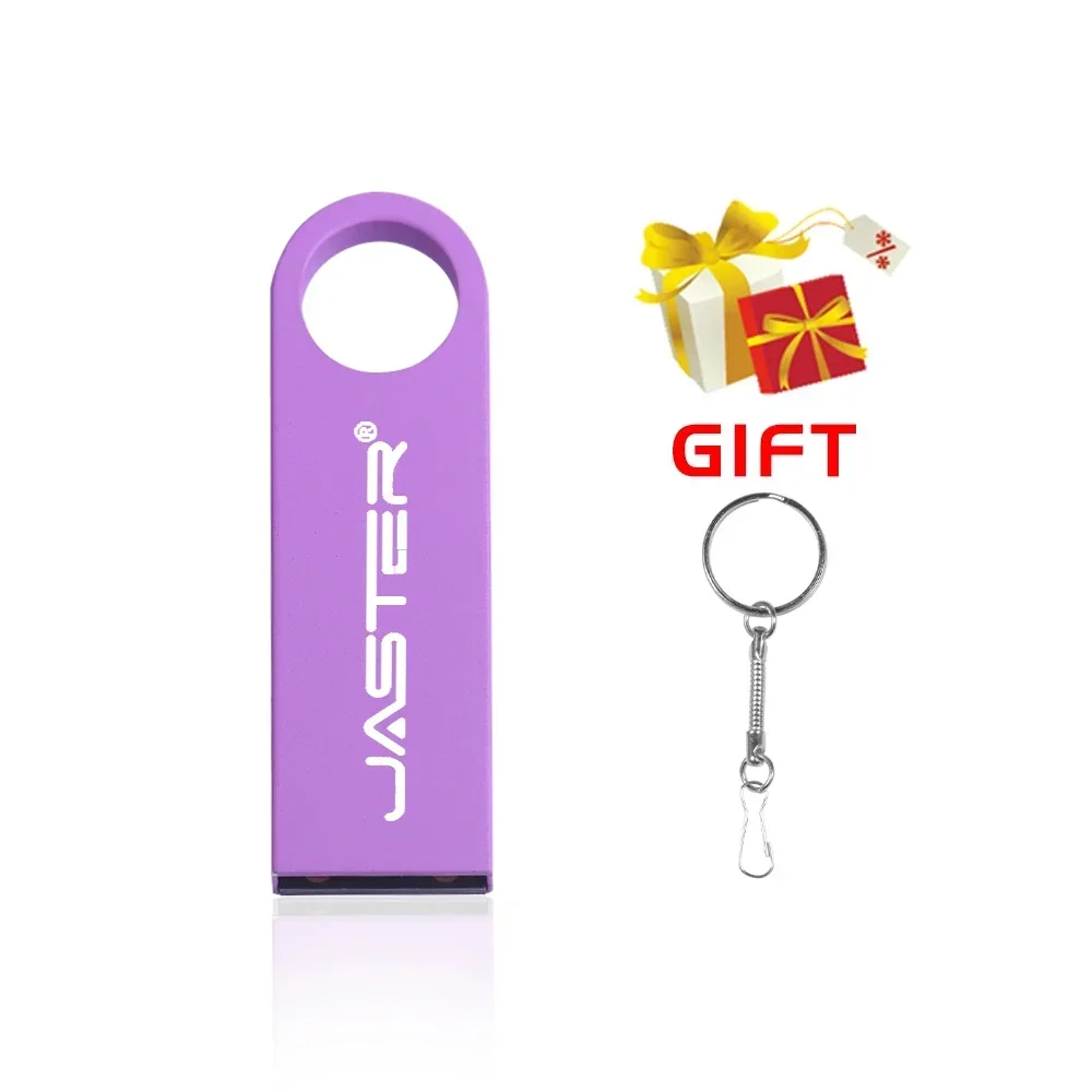 JASTER-Unidad Flash USB 2,0 de Metal, Pen Drive de alta velocidad de 64GB, 32GB, 16GB, llavero gratis, disco U de 8GB y 4GB para ordenador portátil: Morado / 120 GB