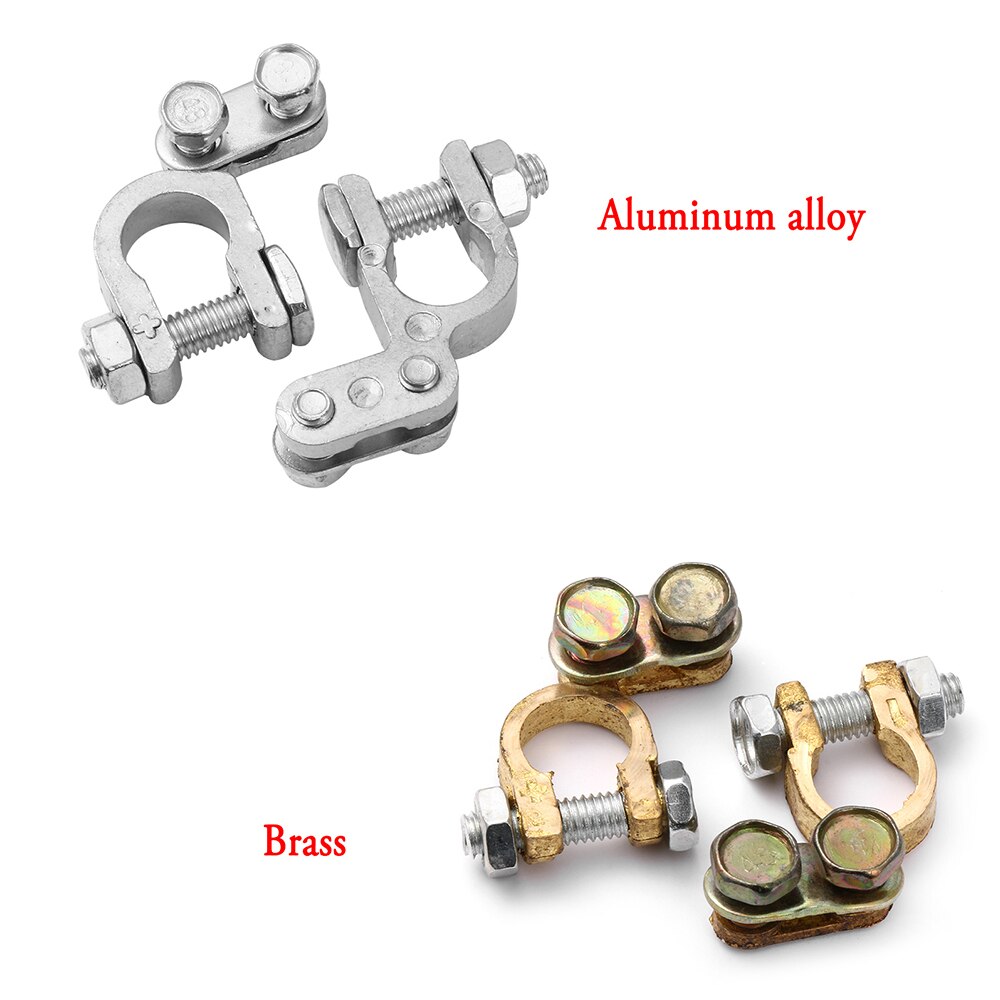 2Pcs/set Auto Car Replacement Battery Terminal Motorcycle Clamp Clips Brass Connector Adjustable Conductive Caps