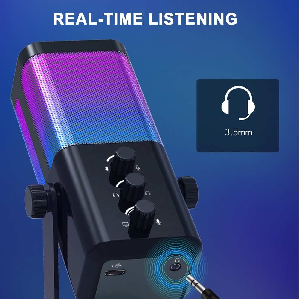 M7 kondensator-usb-mikrofoner med volumjusteringsknapp spillmikrofon egnet for podcast-livesendinger