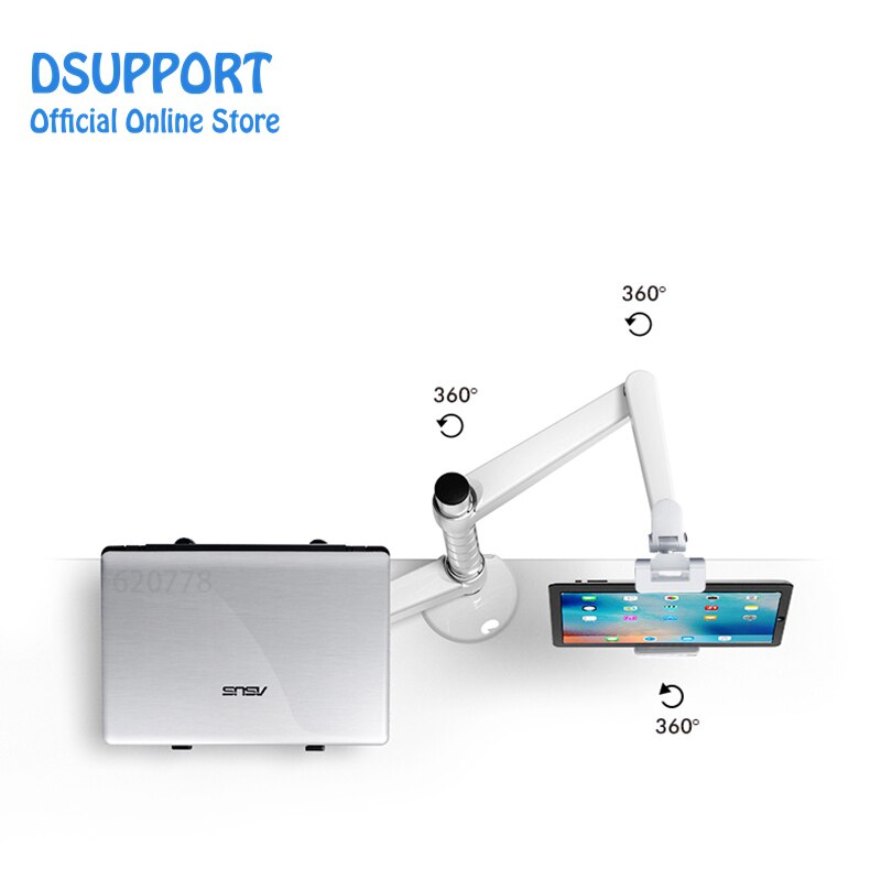 OA-9X Lazy Tablet Laptop Stand Adjustable Height Rotatable Holder for Notebook within 10-16 inch and Tablet PC 4.7-12.9 inch