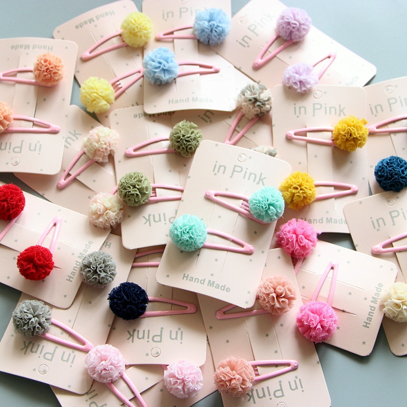 Cute Color Pom Pom Ball Baby Hair Clips Baby Girl Hair Accessories Barettes Princess Bows Girls Accessories Hair Band Headband