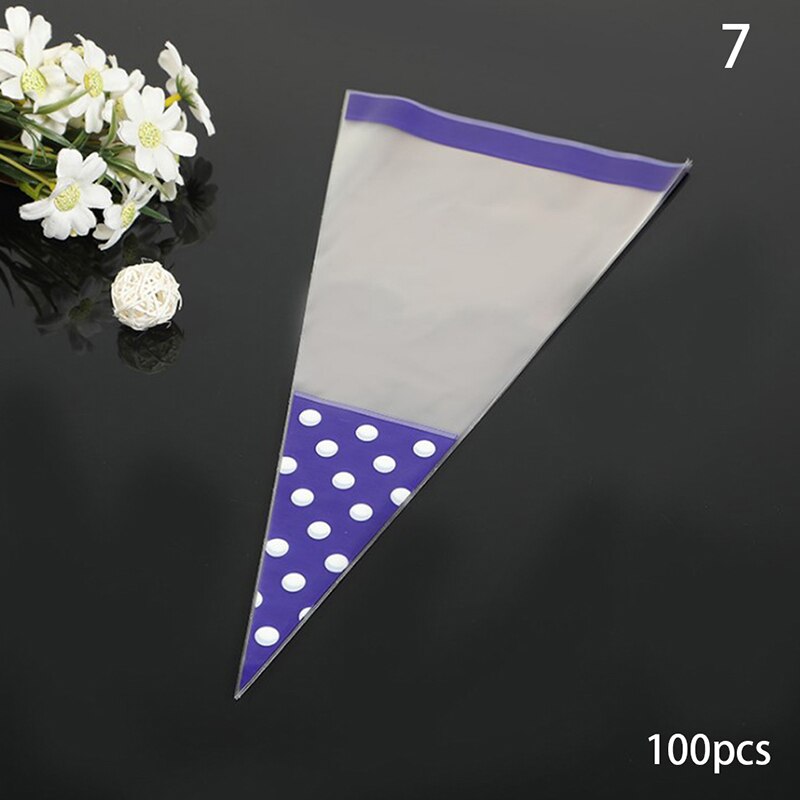 100pcs Transparent Süßigkeiten Verpackung Taschen Hochzeit Geburtstag Party Dekoration Süße Zellophan Candy Tasche Kegel Lagerung Verpackung Tasche: G