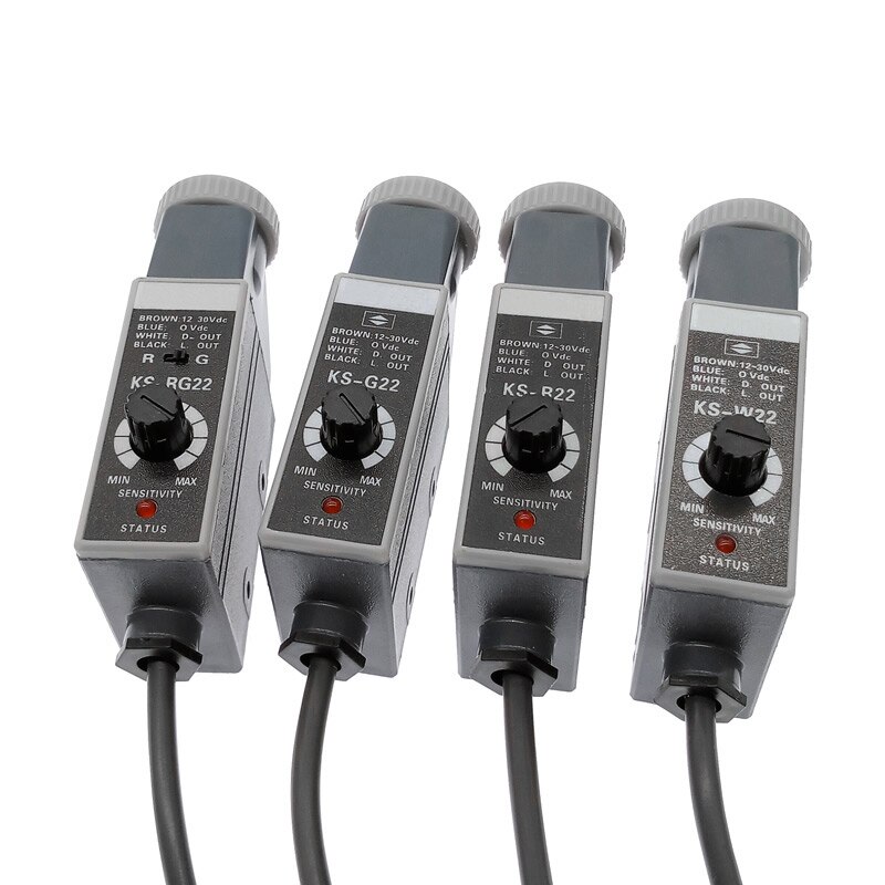 1 sztuk kod koloru czujnik KS-W22 KS-G22 KS-R22 10-30V znak wykrywania przełącznik fotoelektryczny kolor znak czujnik KS-RG22 KS-WR22 KS-WG22