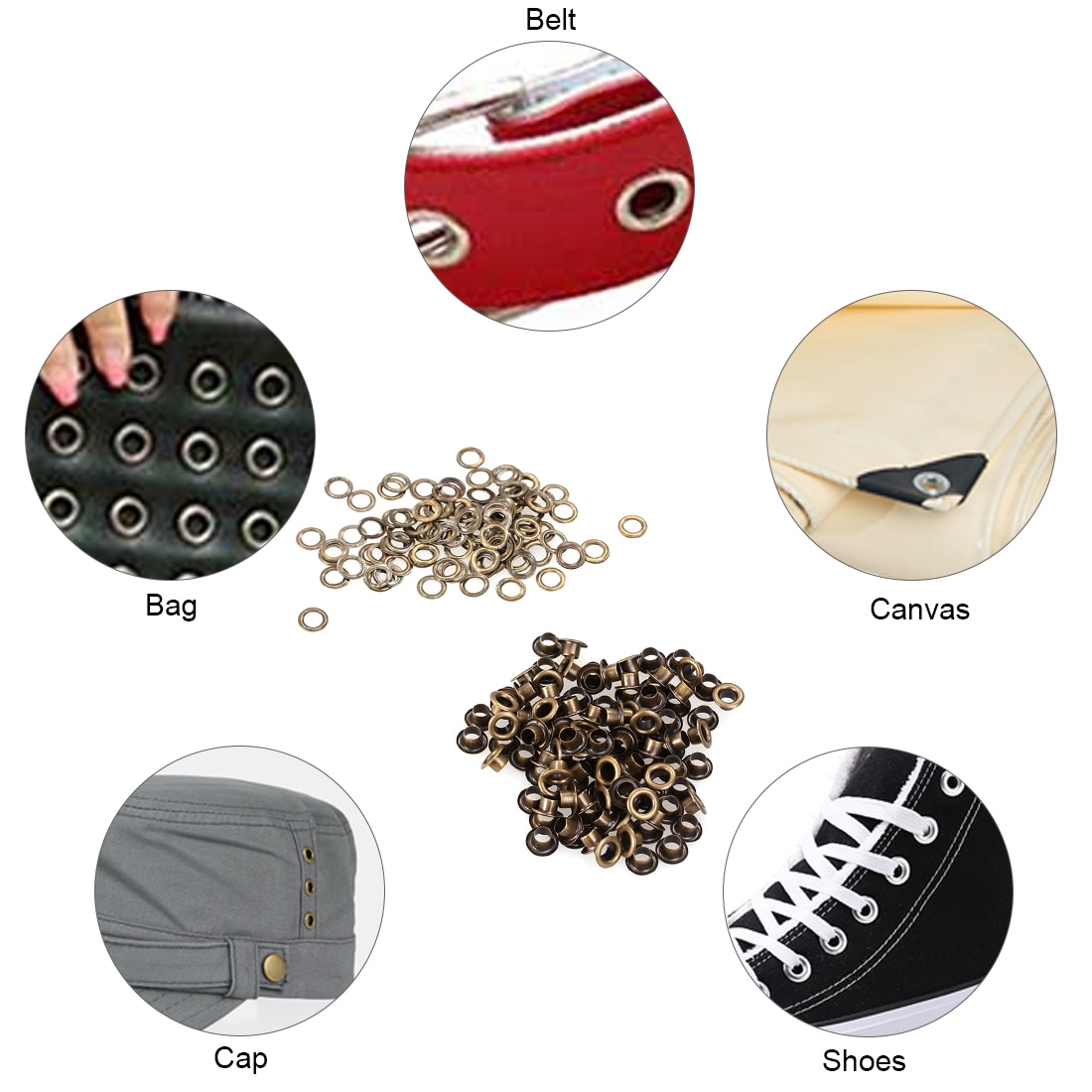 Ojales de Metal-100 juegos de agujeros de 5mm con ojales para cuero artesanal, zapatos de Scrapbooking, cinturón, bolsa, etiquetas para ropa, accesorios