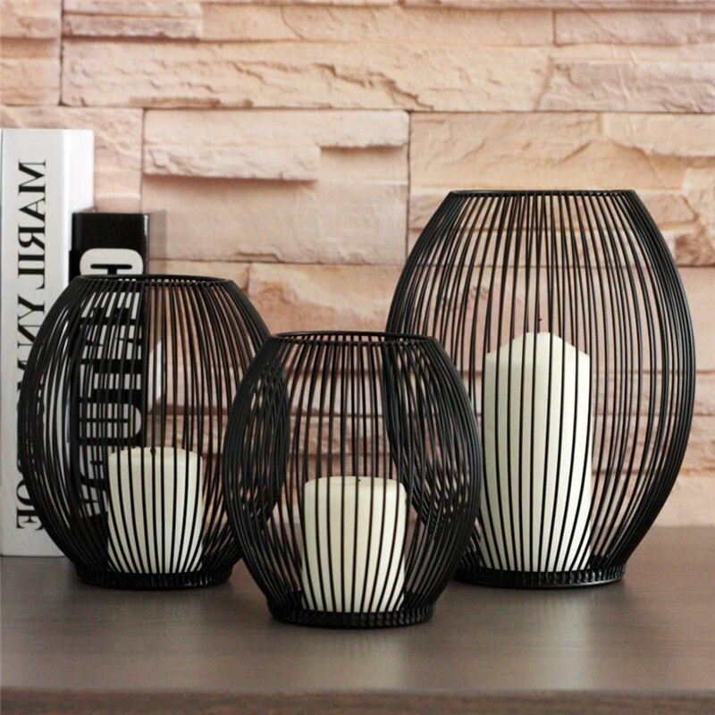 Metal Lantern Tea Light Votive Flame Candle Holders Romantic Home Hotel Decoration Ornaments Candlestick Home Decor