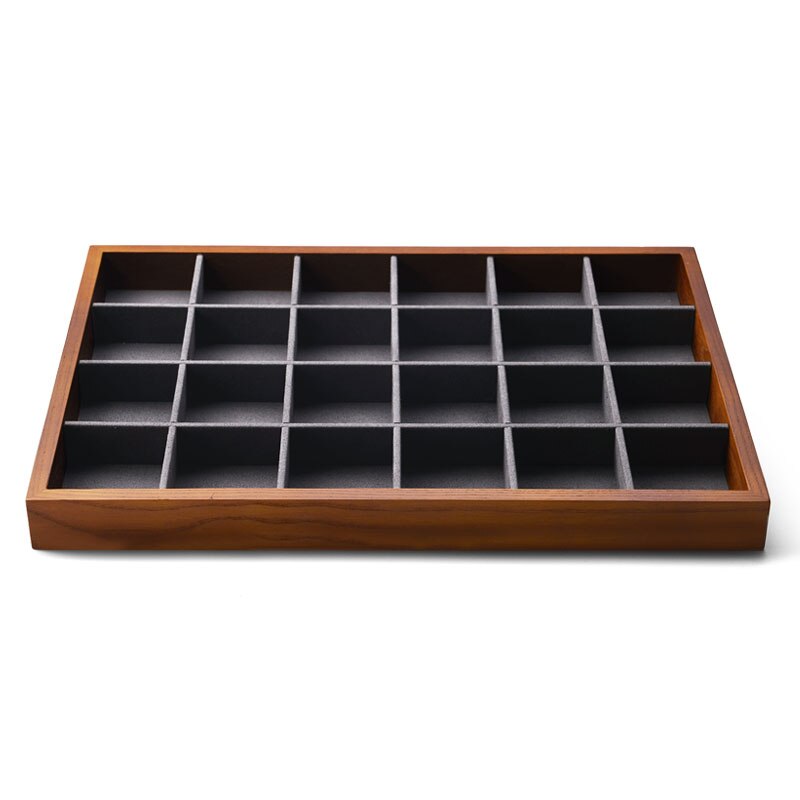 Fanxi Wooden Jewelry Display Tray with Microfiber Ring Necklace Earring Bracelet Tray Stand for Showcase Jewelry Organizer: P05102