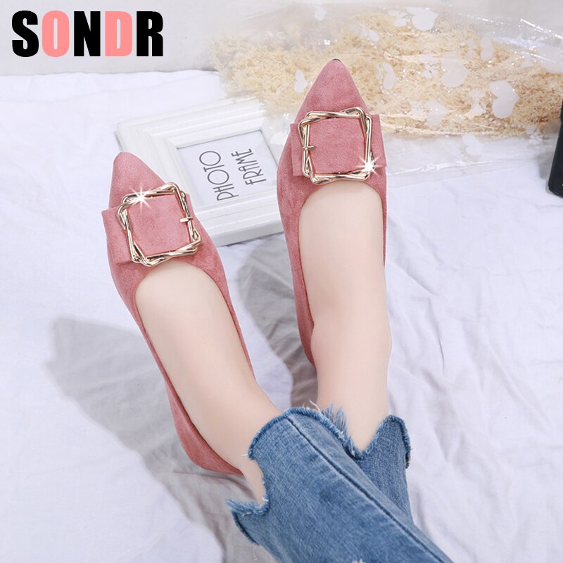 Women Suede Flats Basic Mixed Colors Pointy Toe Ballerina Ballet Flat Slip On Shoes size 35-40