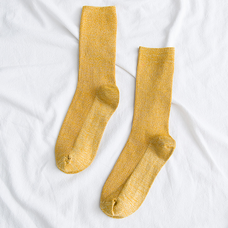 Helle funkelnde Damensocken, modische glitzernde glänzende Socken, süße süße goldene silberne Socken, Frühling und Herbst, atmungsaktive Socken: Gold