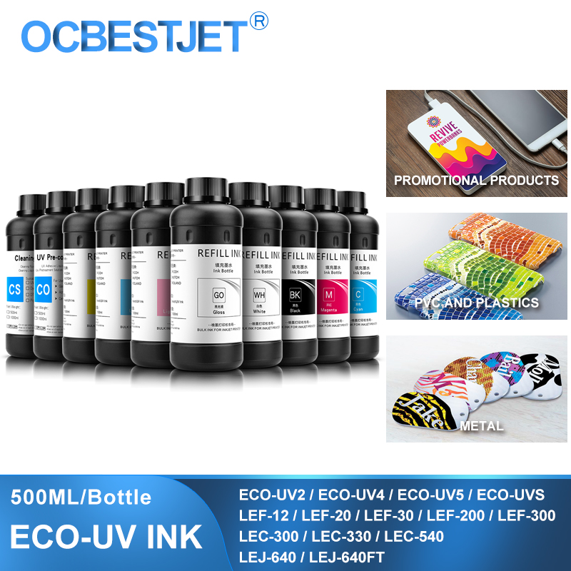 500ML LED UV tusz do Roland ECO-UV ECO-UV2/UV4/UV5/UVS LEF-12 LEF-20 LEF-30 LEF-200 LEF-300 LEC-300 LEC-330 LEC-540 LEJ-640