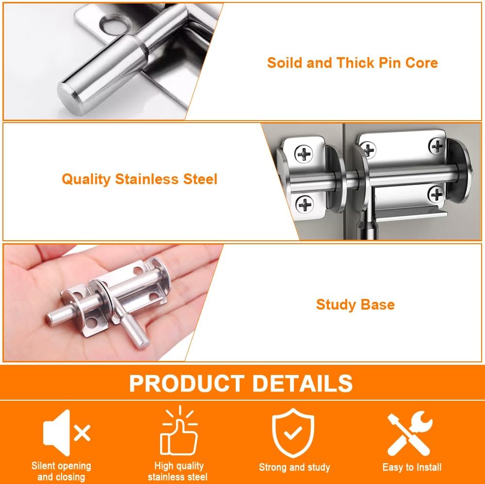 10/1pc Kleine Rvs Schuifslot Beveiliging Deur Bolt Home Hardware Gate Vergrendelingen Slaapkamer Badkamer Wc deur Bolt Sloten