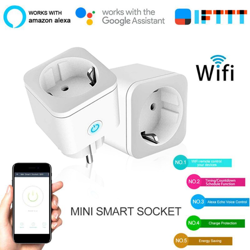 Smart Plug WiFi Socket EU Adaptor 16A Power Smart Socket Monitor Timing Tuya App Control Smart Home Works With Alexa Google Home