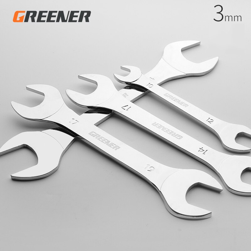 Greener-llave fina de doble cabezal, herramienta de mano de 3mm de doble uso, Llave pequeña ultrafina para el mantenimiento de coche, 1 ud.