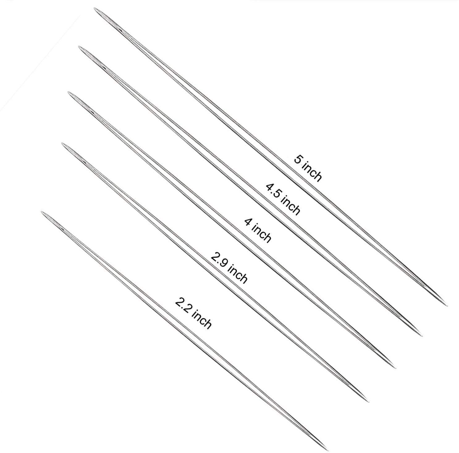 LMDZ 14 Pcs Big Eye Beading Needles Stainless Steel Large Collapsible Embroidery Beading Needle with Needle Bottle Accessories