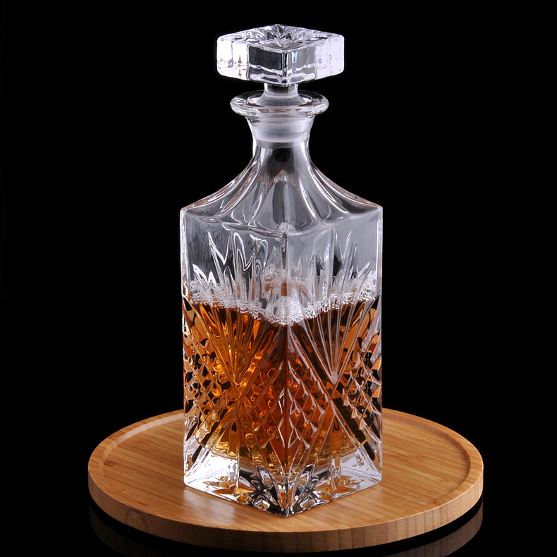 Glass Decanter - Whiskey Decanter for Wine, Bourbon, Brandy, Liquor, Juice, Water, Mouthwash (25.4 oz/750ml): Dark Khaki