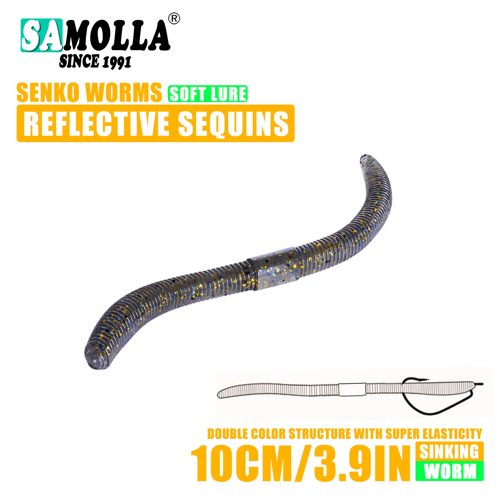 10 cm/14 cm 10/15 unids/bolsa cebo suave Senko gusano palo loco cebos de gusano Leurre Souple Wobblers para todos los peces Pesca señuelo de Pesca de lubina: Color gris pizarra