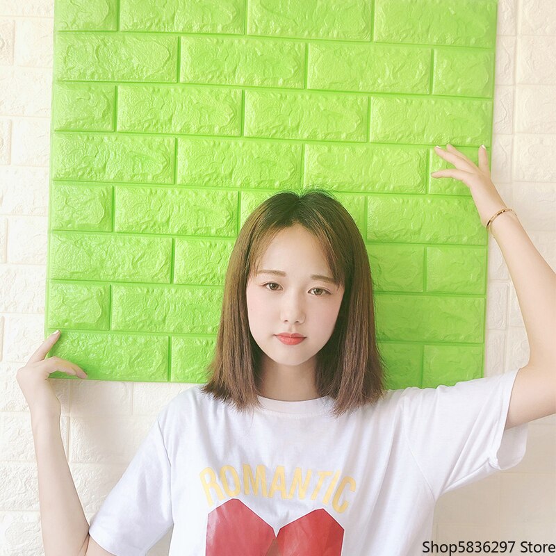 Novelty Wall Stickers Home Wall Decoration Pe Foam Self-Adhesive Wall Panel White 3D Brick Pattern Wall Sticker Wallpaper (10pc)