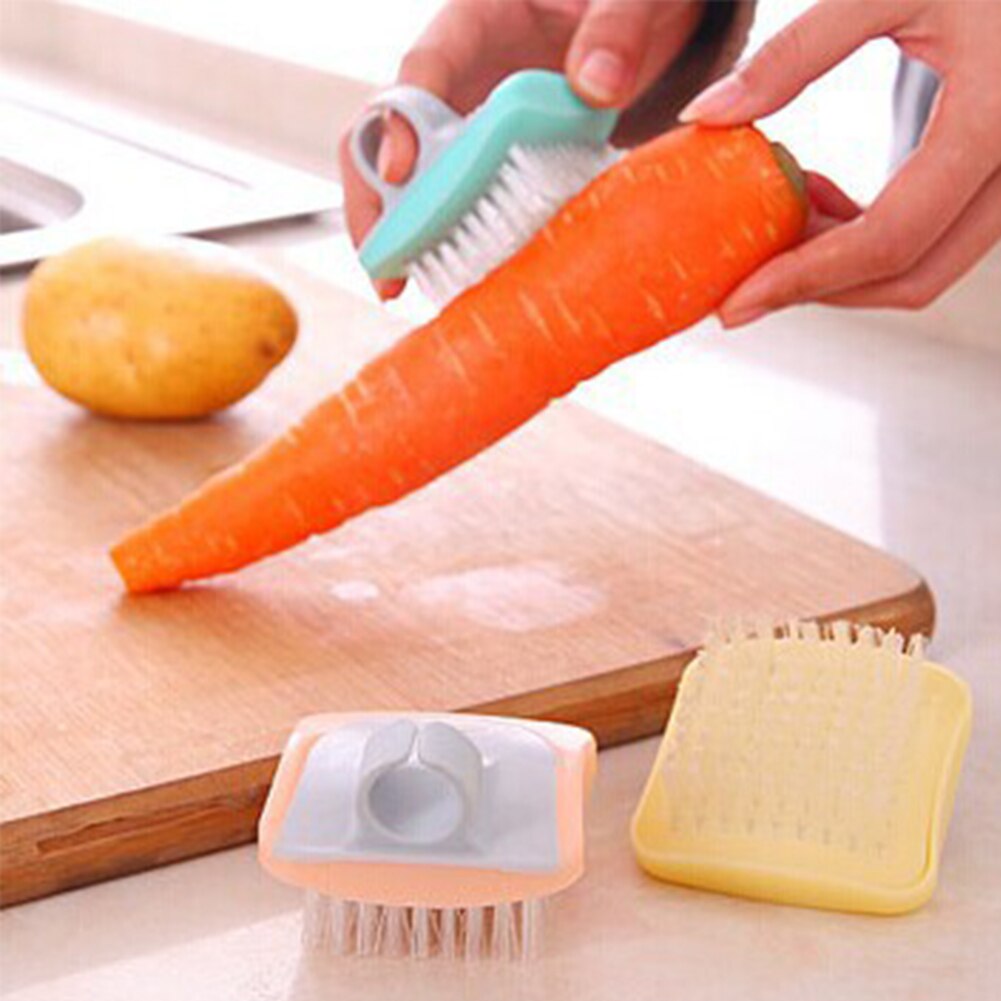 Tools Fruits Vegetables Mini Kitchen Gadgets Dirt Remove Durable Finger Ring Portable Potato Random Color Cleaning Brush Helper