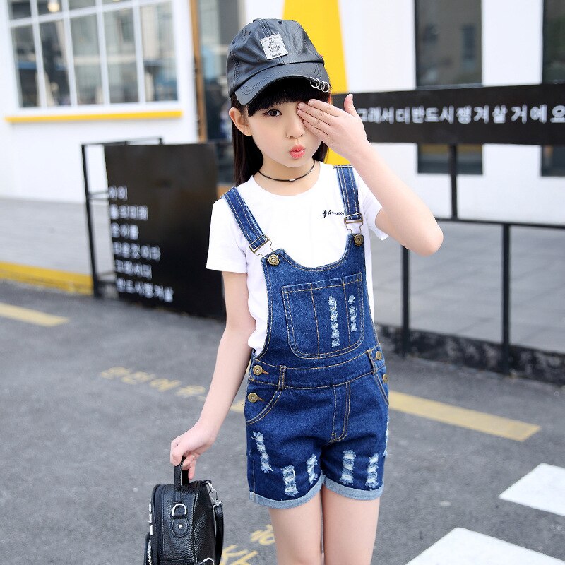 4 6 8 10 12 14 Years Girls Summer Denim Overalls Playsuit Jumpsuit For Girls School Jumpsuits Romper Outfits Clothes Shorts
