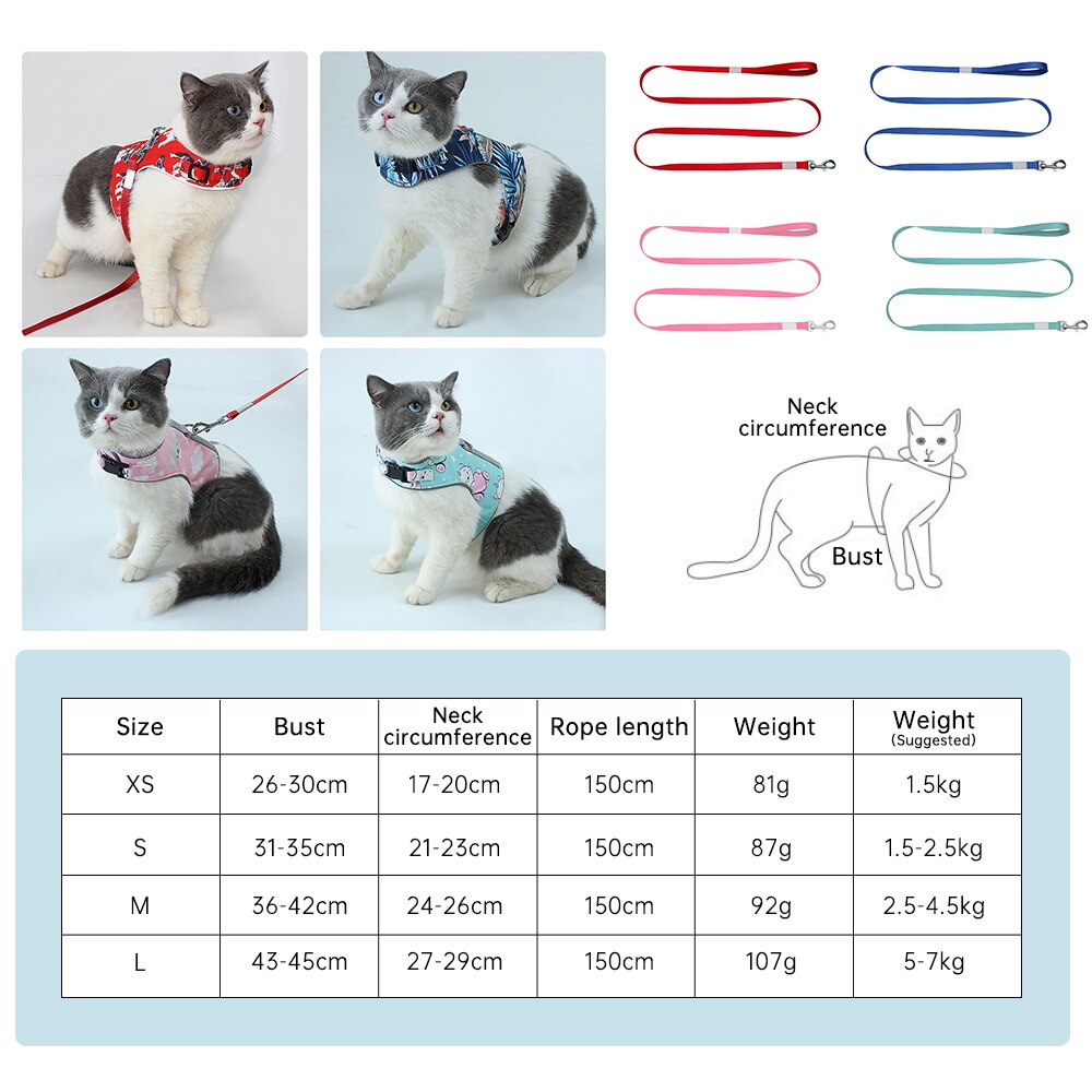 Polyester huisdier kat reflecterende mesh riem draagbare buiten huisdier kat hond wandelriem katten harnas uitschuifbare hondenriem touw