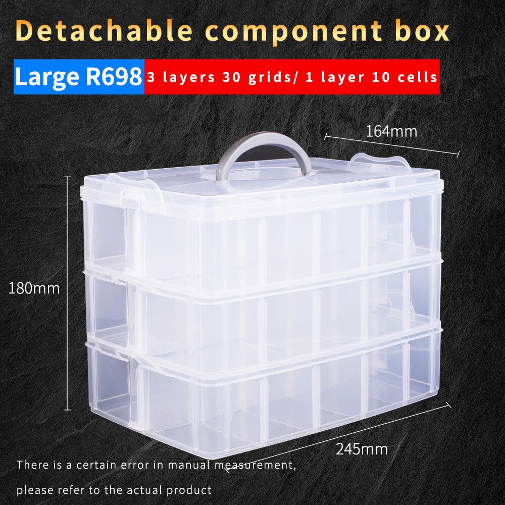 LUXIANZI 3 Layer Adjustable Storage Box With Locking HandleMetal Parts Screwdriver Hardware Multi-function Tool Box Plastic Case: LXZ920200
