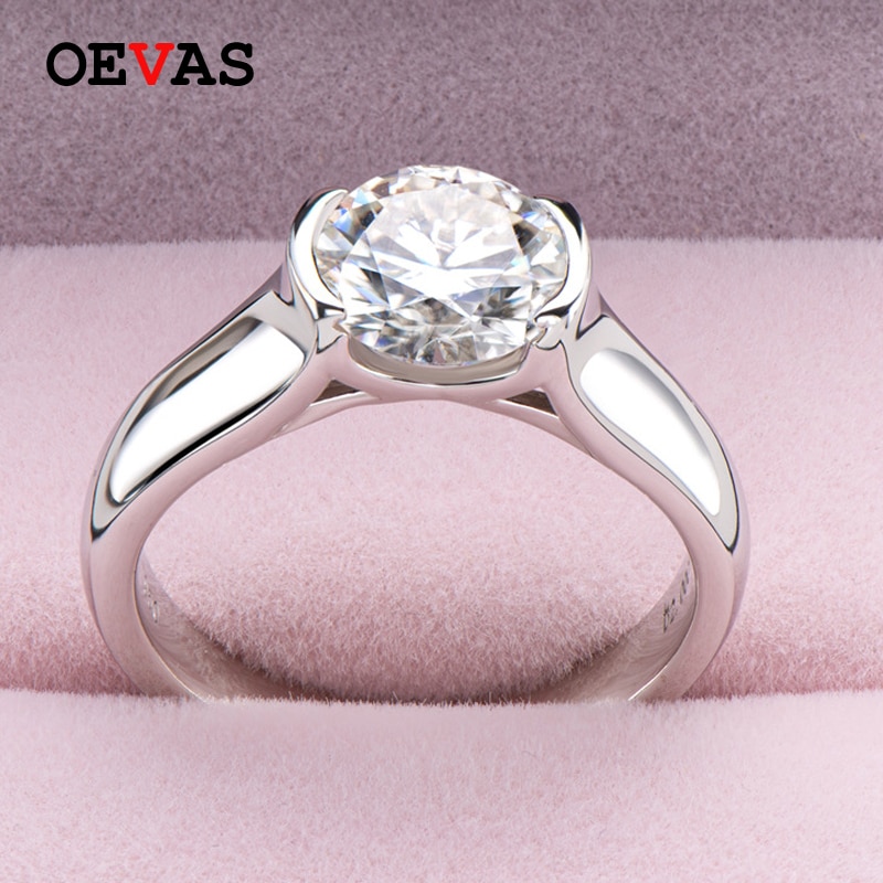 OEVAS Echt 2 Carat D Farbe Moissanite Hochzeit Ringe Für Frauen 18K Weiß Gold Überzogene 100% 925 Sterling Silber braut Edlen Schmuck