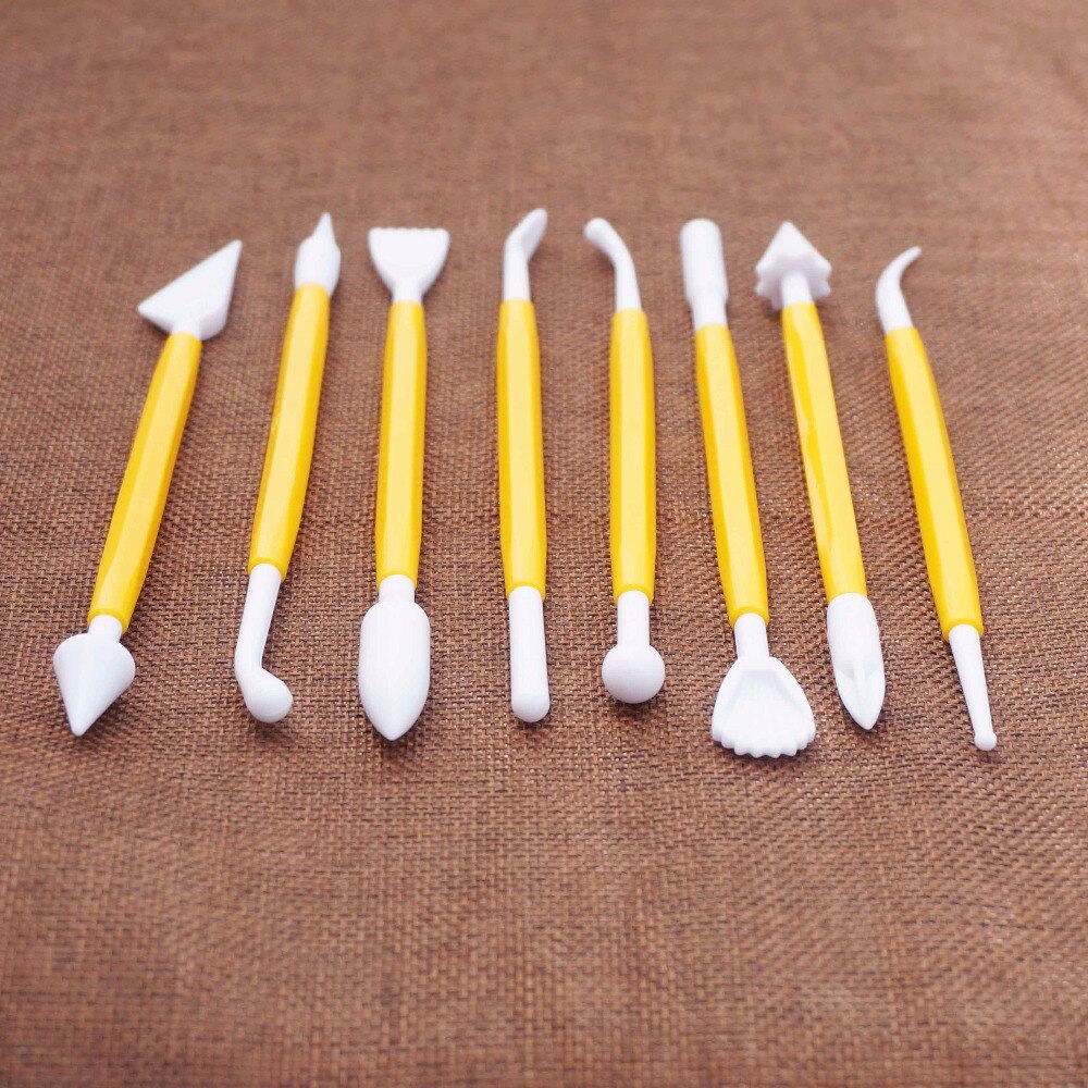 8 stks/set Fondant Cake Modelling Tool Sugarcraft Bloem 16 Patronen Cutter Wiel Gereedschap Wedding Cake Decorating Pen Cakevorm