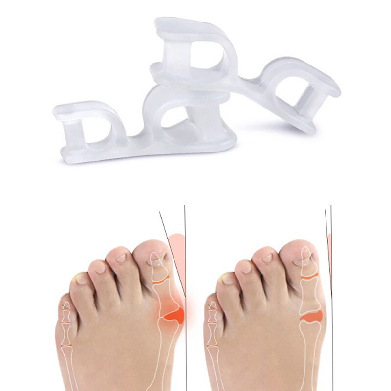 2Pairs Silicone Big Toe Two Hole Thumb Valgus Toe Separator Pedicure Gel Foot Fingers Protector Corrector Foot Care Tool