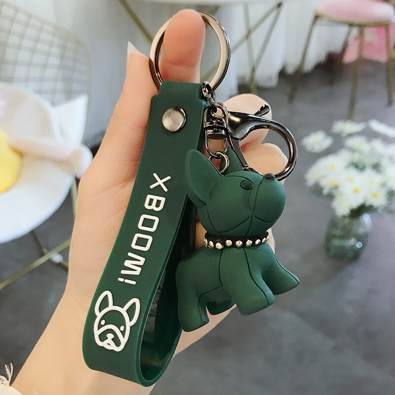 Creativo Del Fumetto Carino Bulldog Chiave Catena Pet Dog Portachiavi Auto Del Raccoglitore Della Borsa Titolare Portachiavi Regalo Accessorio: green