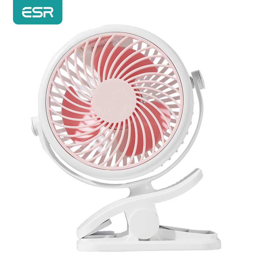 ESR USB Schreibtisch Fan Desktop 2000mAh Wiederaufladbare Kühlung Mini Schreibtisch Fan 360 Grad Rotation Einstellbar Clip-auf Fan baby Kinderwagen