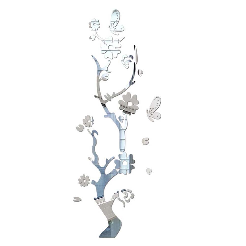 3d Sticker Spiegel Stickers Spiegel Behang Pruim Boom Home Decor Muur Spiegel Stickers Home Decoratie Moderne Muur Decor