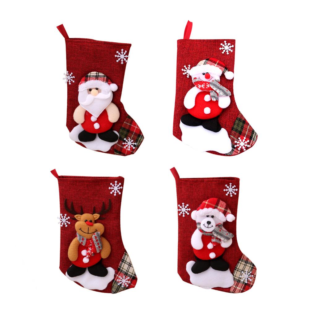 Xmas Tree Sokken Kerstsok Kerstman Sneeuwpop Kousen Candy Bag Xmas Haard Kerst Decor Navidad