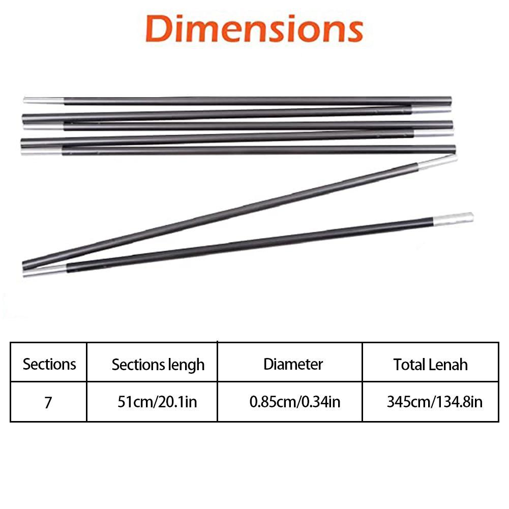 2 Stuks Tent Rod Fiberglass Camping Tent Pole Tent Staander Luifel Luifel Frames Accessoire Auitable Voor 2*1.5 M Dubbele Tent