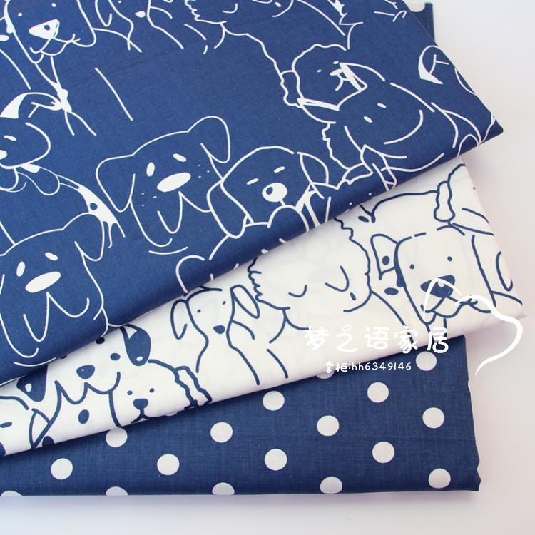 160cm * 50cm blue dot hond baby kids Katoenen Stof Bedrukt Doek Naaien Quilten beddengoed kleding gordijn patchwork stof