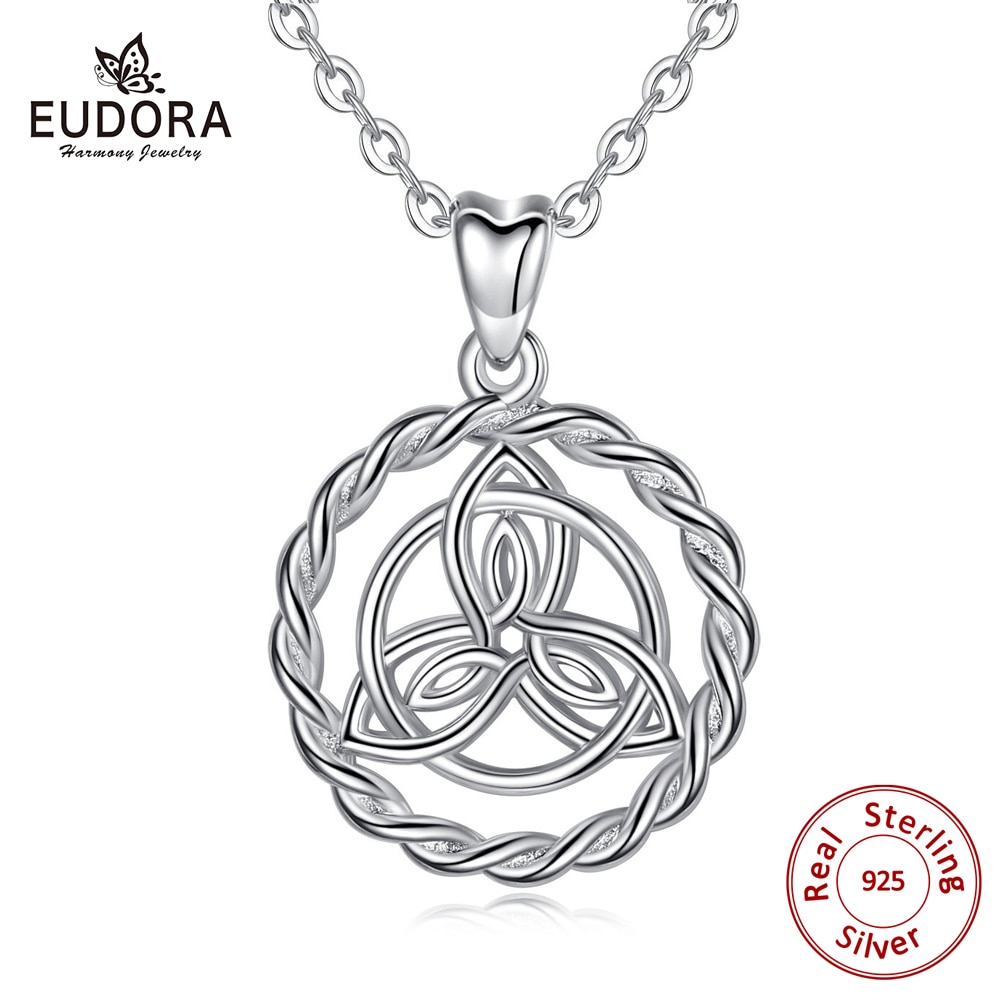 Eudora ægte sterling sølv triquetra vedhæng massivt sølv keltisk keltisk knude runde vedhæng til mænd kvinder smykker  d123