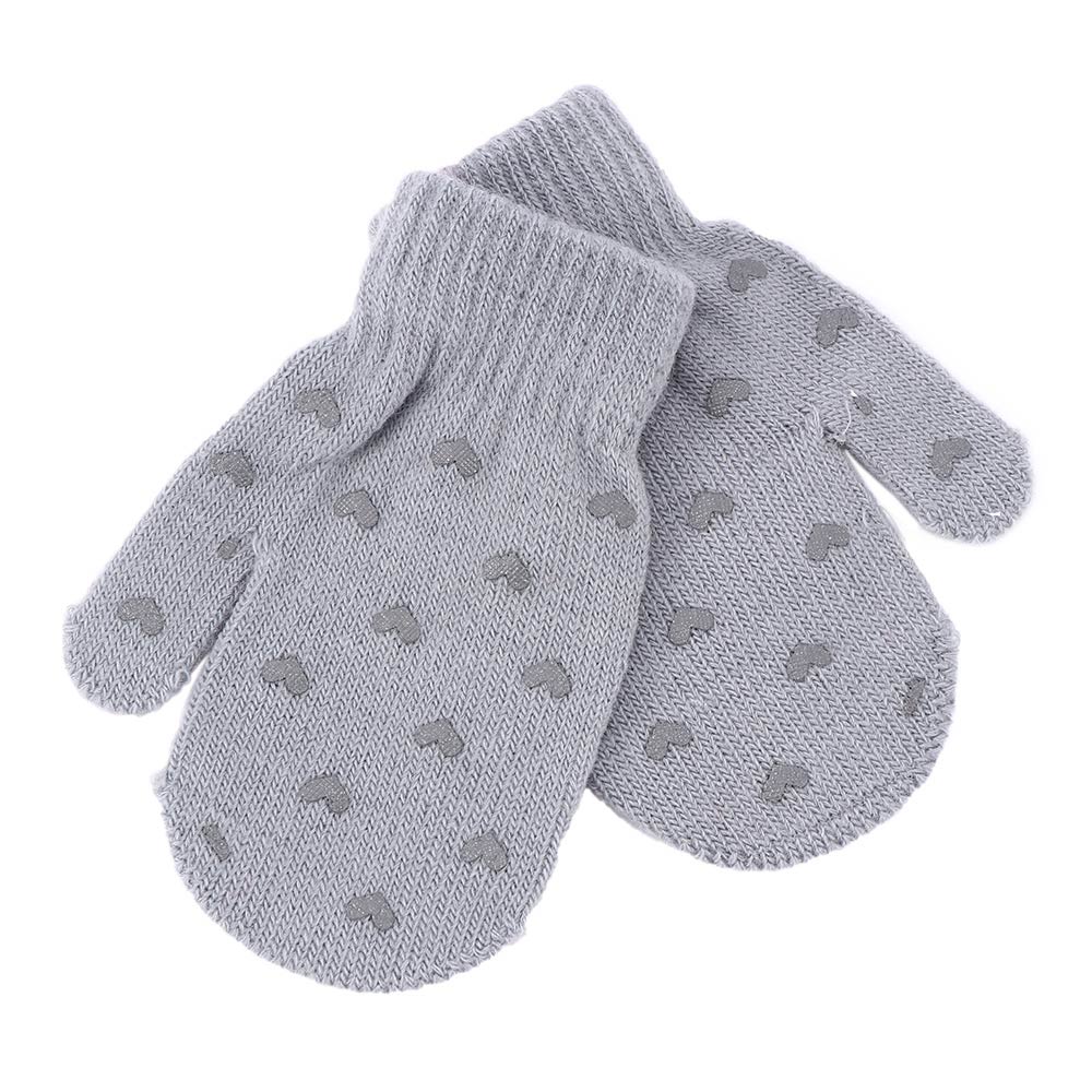 1 Pair Kids Mitten Cute Children Winter Knitted Gloves For Boys Girl Dot Star Heart Pattern Fingerling Soft Warm Mittens: 6