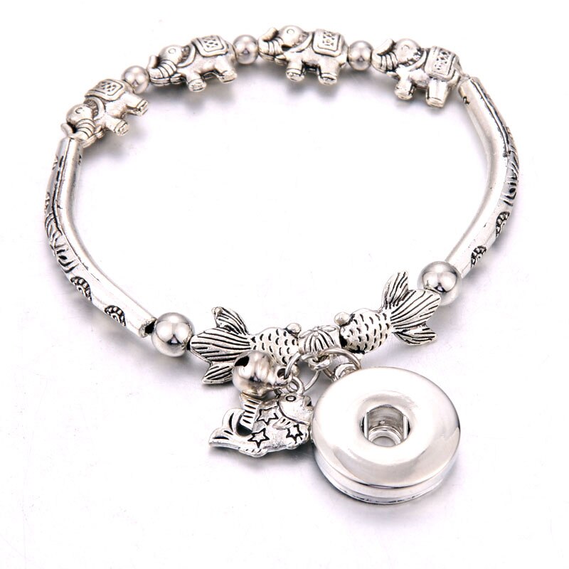 Nuovo Scatto Gioielli forma di Pesce di pesce Che Borda Ciondolo braccialetto di Perline Fit 20 MILLIMETRI 18 MILLIMETRI Snap Bottoni Gioielli Scatta In Metallo braccialetto: 7