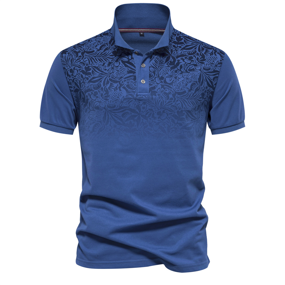 dégradé imprimé coton mélange polos pour hommes à manches courtes d'été hommes Polos: XXL / Bleu